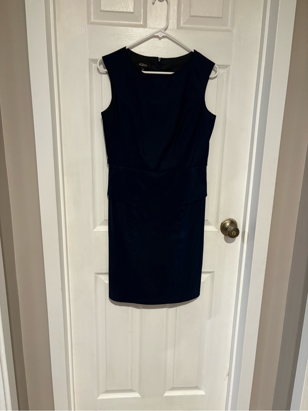 AGB Dark Navy Sleeveless Midi Sheath Dress